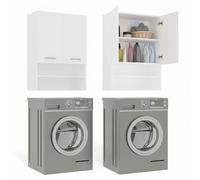 CDF Meuble Dessus Machine à Laver Armoire de Salle de Bain Suspendue Étagère Murale de Rangement 4 Niveaux 64 x 90 x 30 cm - Blanc