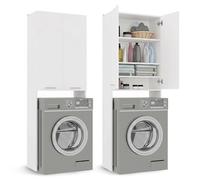 CDF Meuble Machine à Laver Blanc 30x64x180 cm - Armoire de Buanderie Haute
