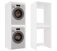 CDF Meuble Machine à Laver et Sèche-Linge Double Haut Blanc 64x64x180 cm