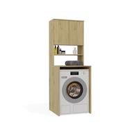 CDF Meuble Salle Bain Machine Laver Colonne Rangement Chêne Artisan Étagère