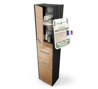 CDF Meuble Salle de Bain Colonne Salle de Bain larg. 30 cm Armoire de Rangement Colonne Haute Meuble Etroit avec Étagères - Toilette Petits Espaces Chêne Artisan/Anthracite 30x30x170 cm Montage Facile