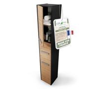 CDF Meuble Salle de Bain Colonne Salle de Bain larg. 30 cm Armoire de Rangement Colonne Haute Meuble Etroit avec Étagères - Toilette Petits Espaces Chêne Artisan/Anthracite 30x30x170 cm Montage Facile