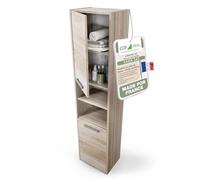 CDF Meuble Salle de Bain Colonne Salle de Bain larg. 30 cm Armoire de Rangement Colonne Haute Meuble Etroit avec Étagères - Toilette Petits Espaces Chêne Sonoma 30x30x170 cm Montage Facile