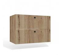 CDF Meuble sous Vasque Suspendu - 2 Tiroirs à Lamelles | Salle de Bain, Rangement Cosmétiques, Accessoires, Serviettes, Poignées, Installation Murale, Usage Quotidien