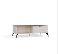 CDF Table Basse Cordoba Cachemire Chêne Castello - Table de Salon 110 cm avec 2 Tiroirs et 2 Niches Ouvertes - Table Basse Moderne avec Pieds en Métal