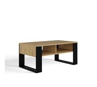 CDF Table Basse Moderne 2P Chene Artisan Noir Design Salon Rangement Etagere rectangulaire 90 x 58 x 50 cm Meuble Contemporain Stable Pratique avec Finition élégante et Espace de Rangement