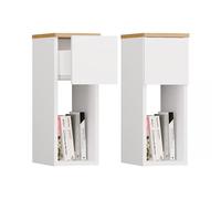 CDF Table d'appoint avec 1 tiroir - Table basse avec compartiment de rangement ouvert - Table de chevet pour salon, chambre, bureau, couloir - Chêne Artisan et blanc - 20 cm