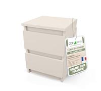 CDF Table de Chevet d’Appoint Étroite Nuit avec 2 Tiroirs pour Salon Chambre Bureau Coucher Espace de Rangement Commode Moderne Organisation Compact Intérieur - Cachemire
