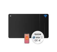 CDV x CIARRA Radiateur Mural Céramique Noir 1500 W WiFi | Chauffage Électrique Mural IP24 Avec Film Chauffant, Thermostat PID, Alexa/Google, Fil Pilote, Pour Pièce 15 m²