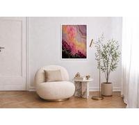 CDXNORA Impression sur Toile Aquarelle Art Abstrait, 1 Pièces Sans Cadre Lignes Fluides Dorées Tableau Decoration Murale, Rose Peinture Sur Toile pour Salon Chambre Cuisine Salle de Bain, 60x80 cm