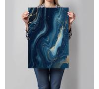 CDXNORA Marbre Avec Des Taches Dorées Impression sur Toile 60x80 cm, Luxe Abstrait Tableau Decoration Murale, Bleu Foncé Peinture sur toile pour Salon Chambre Cuisine Salle de Bain Décorations