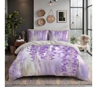 CDXNORA Parure de Lit 3 Pièces Grappes Fleurs Glycine Housse de Couette | Gros Plan d'une Fleur Onirique Set de Housse de Couette 200x200cm pour 2 Personnes avec 2 taies d'oreiller, Fermeture Éclair