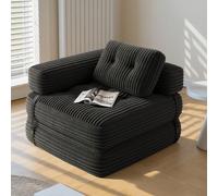Ce canapé-lit pliable est doté d'un appui-tête en forme de L, d'un revêtement en velours côtelé doux et confortable, d'un rembourrage en mousse haute densité et d'un matelas pliant 2 en 1 peu encombra
