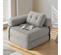 Ce canapé-lit pliable est doté d'un appui-tête en forme de L, d'un revêtement en velours côtelé doux et confortable, d'un rembourrage en mousse haute densité et d'un matelas pliant 2 en 1 peu encombra