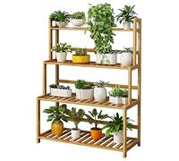 Ce Grand Support à Plantes en Bambou - étagère d'angle intérieure/extérieure pour Grands Pots, présentoir à Fleurs à Plusieurs Niveaux, jardinière en Forme d'échelle, 50 x 33 x 103 cm - Déco