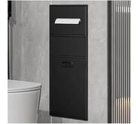 Ce Panneau Mural intégré pour Salle de Bain, avec étagère et Panier en Acier Inoxydable, ne nécessite Aucun carrelage. Idéal pour Le Rangement à la Maison et à l'hôtel. Noir. 30x