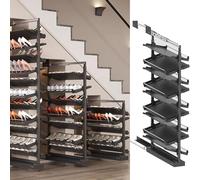 Ce Range-Chaussures Coulissant et réglable, doté de 11 Niveaux d'étagère Verticale, est idéal pour Les placards et Les Petites Chambres grâce à sa Conception en métal Peu encombrante.