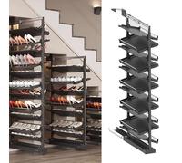 Ce Range-Chaussures Coulissant et réglable, doté de 11 Niveaux d'étagère Verticale, est idéal pour Les placards et Les Petites Chambres grâce à sa Conception en métal Peu encombrante.
