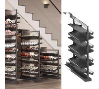 Ce Range-Chaussures Coulissant et réglable, doté de 11 Niveaux d'étagère Verticale, est idéal pour Les placards et Les Petites Chambres grâce à sa Conception en métal Peu encombrante.