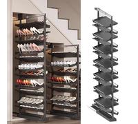 Ce Range-Chaussures Coulissant et réglable, doté de 11 Niveaux d'étagère Verticale, est idéal pour Les placards et Les Petites Chambres grâce à sa Conception en métal Peu encombrante.