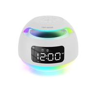 Ce réveil numérique de bureau avec haut-parleur Bluetooth, lumière LED blanche, radio-réveil et éclairage d'ambiance est