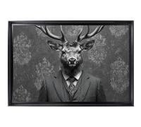 CEANOTHE Tableau mural encadré Cerf Gentleman 40x60 cm Noir & Blanc Noir & blanc