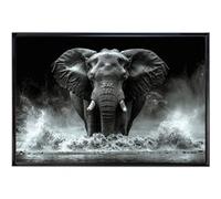 CEANOTHE Tableau mural encadré Portrait éléphant majestueux 80x120 cm Noir & blanc Noir & blanc