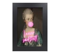 Ceanothe Tableau portrait baroque pop sur verre synthétique avec cadre noir mat 39x54 cm Fabriqué en France