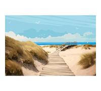 Ceanothe Tableau sur toile allée vers la plage 30x45 cm | Tableau sur toile allée vers la plage 30x45 cm Décoration Murale Art Imprimée en HD Idéal pour Salon Chambre Bureau - Bois