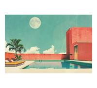 Ceanothe Tableau sur toile ambiance piscine rétro 30x45 cm | Tableau sur toile ambiance piscine rétro 30x45 cm Décoration Murale Art Imprimée en HD Idéal pour Salon Chambre Bureau - Bois