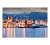 Ceanothe Tableau sur toile Bastia de nuit 45x65 cm | Tableau sur toile Bastia de nuit 45x65 cm Décoration Murale Art Imprimée en HD Idéal pour Salon Chambre Bureau - Bois FSC