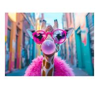 Ceanothe Tableau sur toile girafe pop art 30x45 cm | Tableau sur toile girafe pop art 30x45 cm Décoration Murale Art Imprimée en HD Idéal pour Salon Chambre Bureau - Bois FSC
