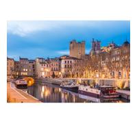 Ceanothe Tableau sur toile Narbonne de nuit 45x65 cm | Tableau sur toile Narbonne de nuit 45x65 cm Décoration Murale Art Imprimée en HD Idéal pour Salon Chambre Bureau - Bois FSC