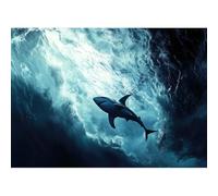 Ceanothe Tableau sur toile requin majestueux 30x45 cm | Tableau sur toile requin majestueux 30x45 cm Décoration Murale Art Imprimée en HD Idéal pour Salon Chambre Bureau - Bois FSC