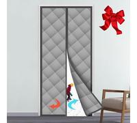 Ceblish Rideau de protection thermique, magnétique, pour porte, isolant, imperméable, coupe-vent, protection contre le froid, convient aux animaux de compagnie, gris (110 x 210 cm)