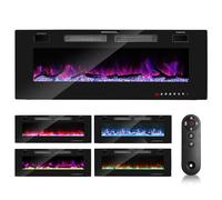 Cecaylie Cheminée électrique murale avec chauffage et effet flamme LED, 750 W/1500 W, radiateur soufflant avec minuterie, fonction application, télécommande, écran tactile, pour salon et intérieur