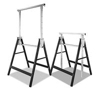 Cecaylie Lot de 2 tréteaux d'échafaudage Pliables en métal - Charge maximale : 200 kg - 7 Positions réglables en Hauteur de 80 à 130 cm