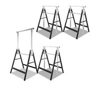 Cecaylie Lot de 4 tréteaux pliables en métal - Charge maximale : 200 kg - 7 positions - Hauteur réglable de 80 à 130 cm - Pliable