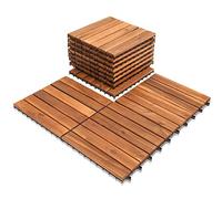 Cecaylie Lot de 55 dalles en bois d'acacia - 6 lattes - 30 x 30 cm - 5 m² - Pour balcon, jardin et terrasse - Simples, rapides et pratiques