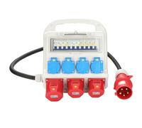 Cecaylie Répartiteur mural 2 x CEE 400 V/16 A 1 x CEE 400 V/32 A 4 x 230 V, distributeur de courant avec disjoncteur de protection, distributeur de courant de construction avec prise Schuko, boîte de
