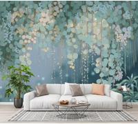 CECE&COLE Papier Peint Photo Soie Forêt Plantes Illustration, 400×280 CM | Feuilles Vignes Lumière Des Étoiles Mur XXL Muraux,pour Salon Chambre,Revêtement Mural,Papier Peint 3D,Résistant aux UV