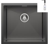 CECIPA évier carré 50 cm * 44 cm évier inox noir + distributeur de savon noir