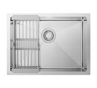 CECIPA Evier Cuisine 1 Bac 60 x 44 cm, Evier Inox à Encastrer, Lavabo Cuisine 1 bac avec Panier de Vidange Extensible, Évier Cuisine en Acier Inoxydable 304 avec Siphon et Kit de Drainage