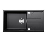 CECIPA Évier Cuisine 1 Bac en Granit Noir 86 x 45cm, avec Kit de Vidage