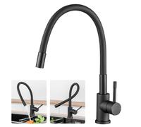 CECIPA Flexible Mitigeur Cuisine Noir, Robinet Cuisine avec 1 Type de Jet, Robinetterie de Cuisine, Robinet Noir avec Eau Chaude et Froide, Mitigeur Pivotant à 360°-SÉRIE SOFETIY