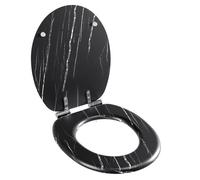 CECIPA MAX Abattant WC Forme O en Bois - 440x374mm - Fermeture Silencieuse - Finition Marbre Noir - Support 175 kg