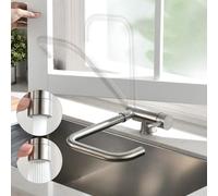 CECIPA Mitigeur Cuisine Rabattable avec 2 Jets, Robinet Cuisine Rabattable 180° Sous Fenêtre, Mitigeur Evier Cuisine Pliable avec Orientable 360°, Robinet Evier Cuisine Pliable en Acier Inox 304
