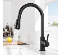 CECIPA Robinet Cuisine, Mitigeur Cuisine avec Douchette, 3 Modes de Pulvérisation, Rotatif à 360° Robinet de Cuisine, Installation Facile, Acier Inoxydable Noir