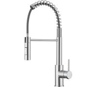 CECIPA Robinet Cuisine, Mitigeur de Cuisine avec Douchette, Pivotant à 360° à Arc Élevé en Acier Inoxydable Chrome, Pulvérisateur Escamotable 2 Modes pour Evier
