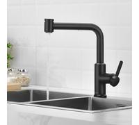 CECIPA Robinet de cuisine extensible,Robinet d'évier de cuisine mixte,Robinet en acier inoxydable 2 jets Noir